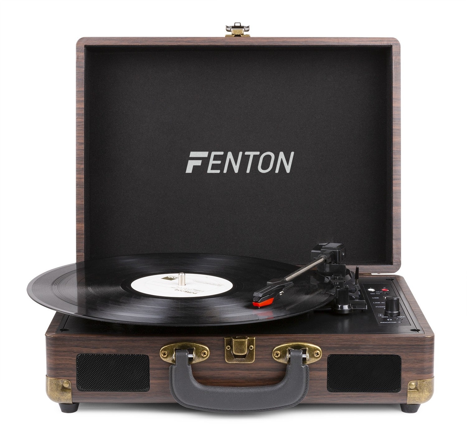 Fenton RP115B - Maleta reproductor giradiscos con BT Dark Wood - Tempo Shop