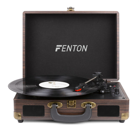 Fenton RP115B - Maleta reproductor giradiscos con BT Dark Wood - Tempo Shop