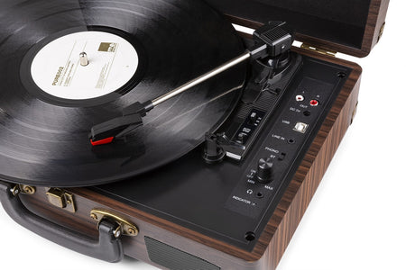 Fenton RP115B - Maleta reproductor giradiscos con BT Dark Wood - Tempo Shop