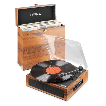 Fenton RP170L - Giradiscos con caja de almacenaje de vinilos Madera - Tempo Shop