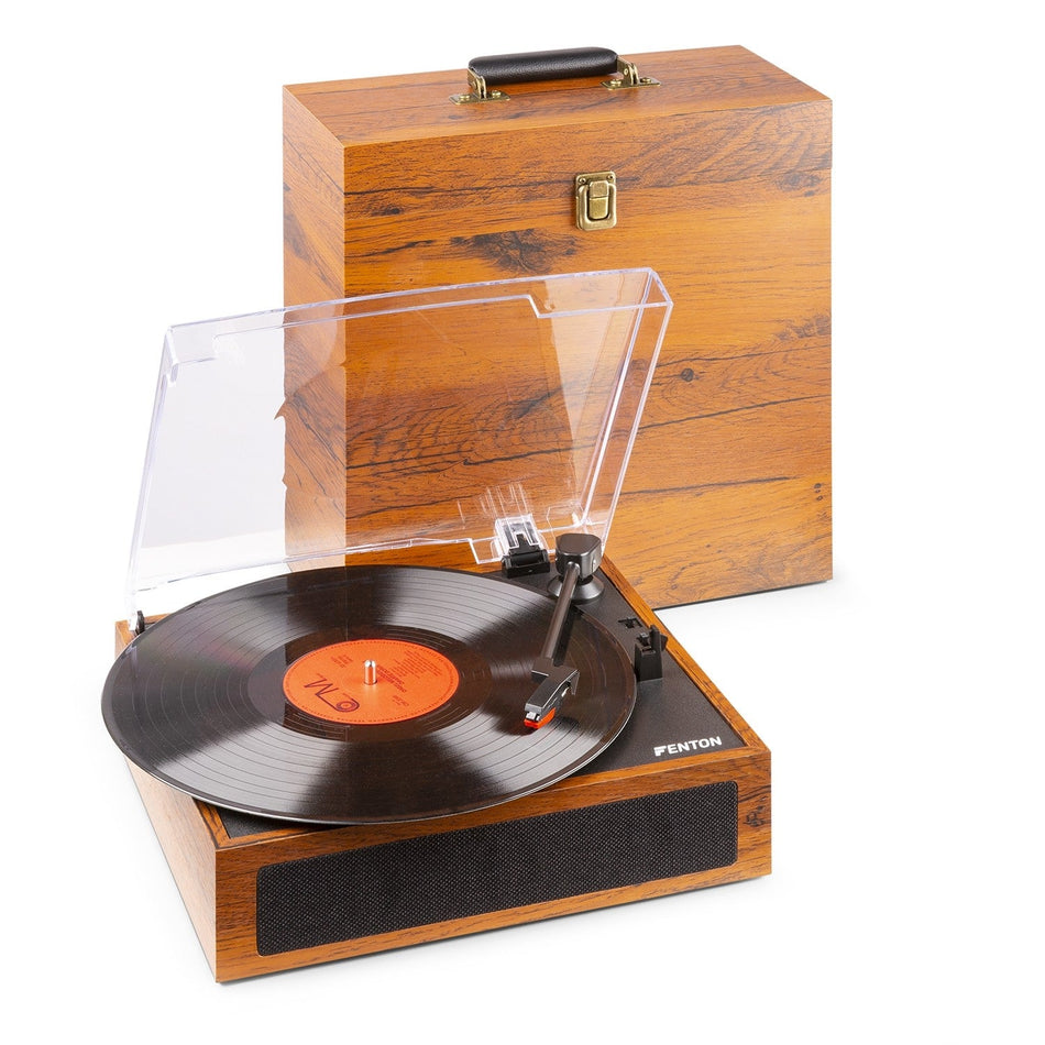 Fenton RP170L - Giradiscos con caja de almacenaje de vinilos Madera - Tempo Shop