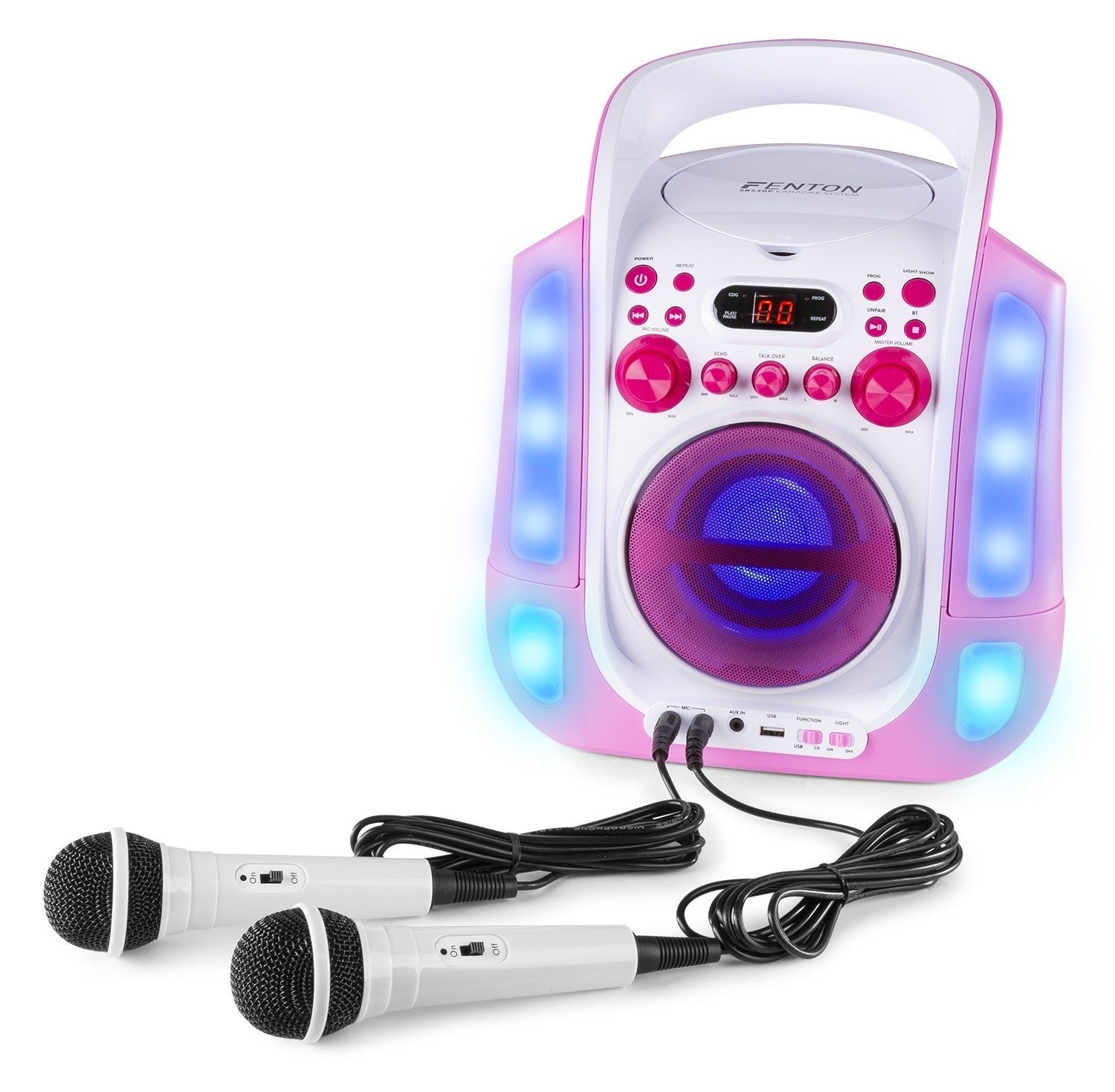 Fenton SBS30P - Sistema Karaoke con CD y 2 micros Rosa - Tempo Shop