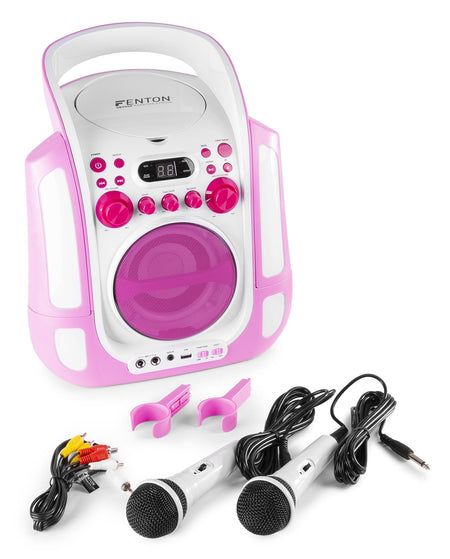 Fenton SBS30P - Sistema Karaoke con CD y 2 micros Rosa - Tempo Shop