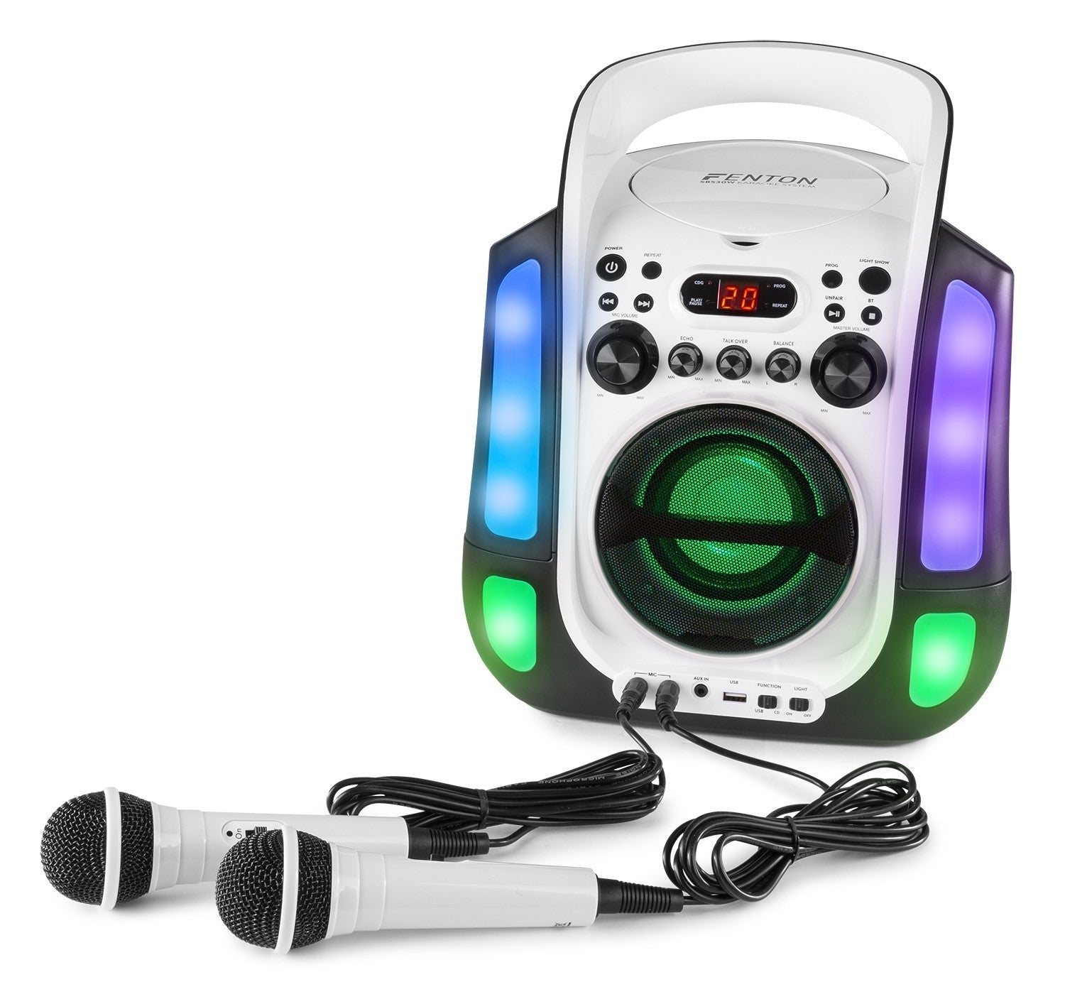 Fenton SBS30W - Sistema Karaoke con CD y 2 micros Blanco - Tempo Shop
