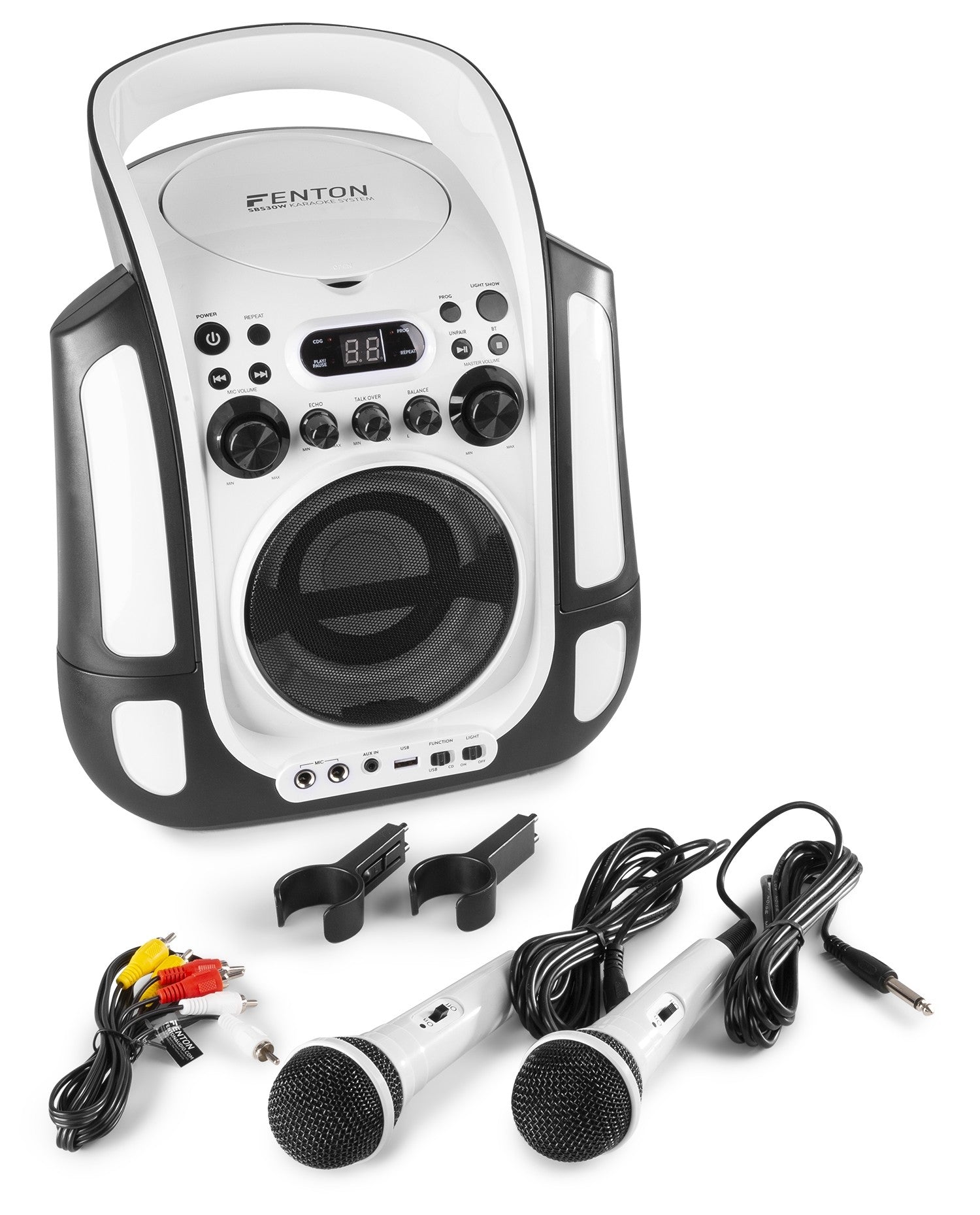 Fenton SBS30W - Sistema Karaoke con CD y 2 micros Blanco - Tempo Shop