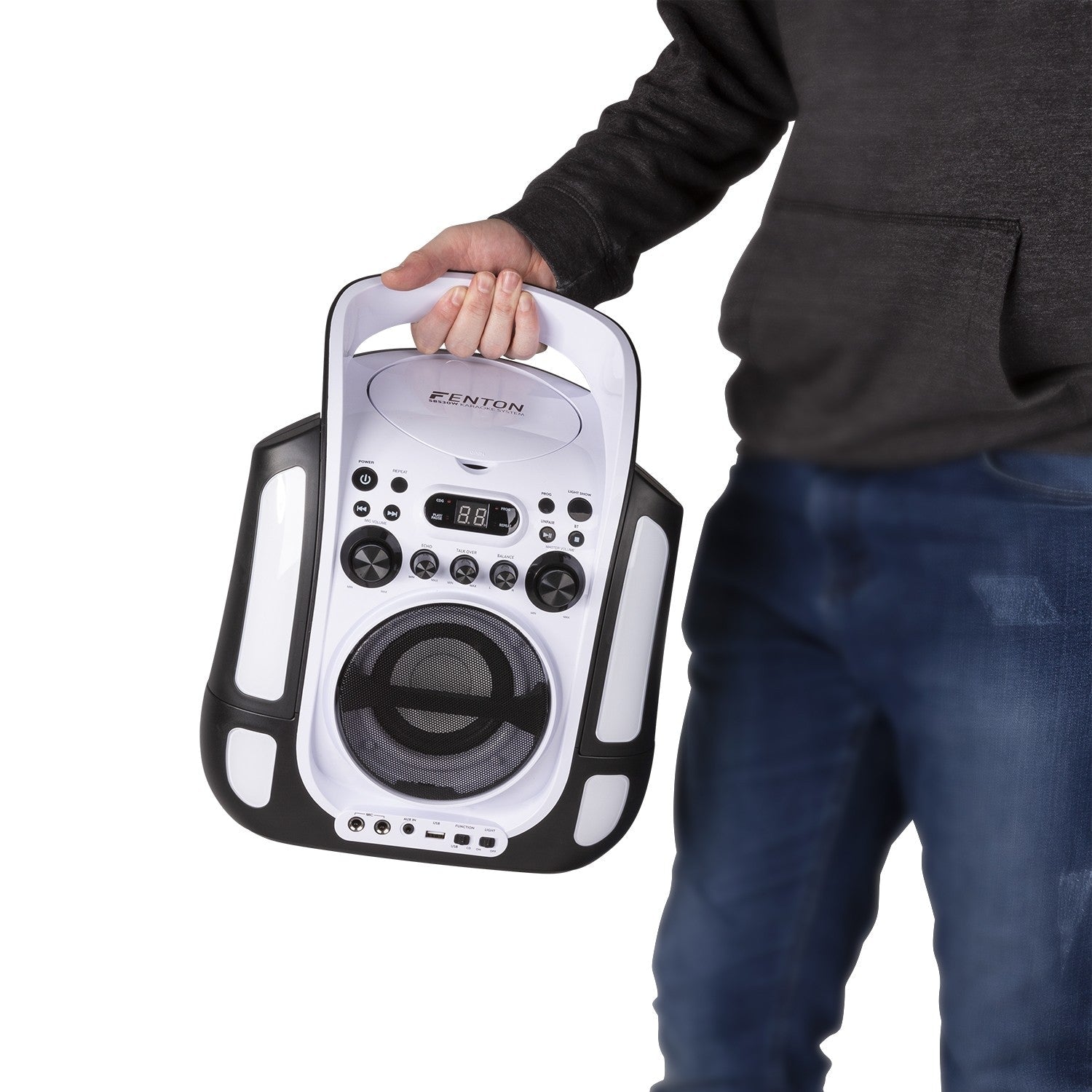 Fenton SBS30W - Sistema Karaoke con CD y 2 micros Blanco - Tempo Shop