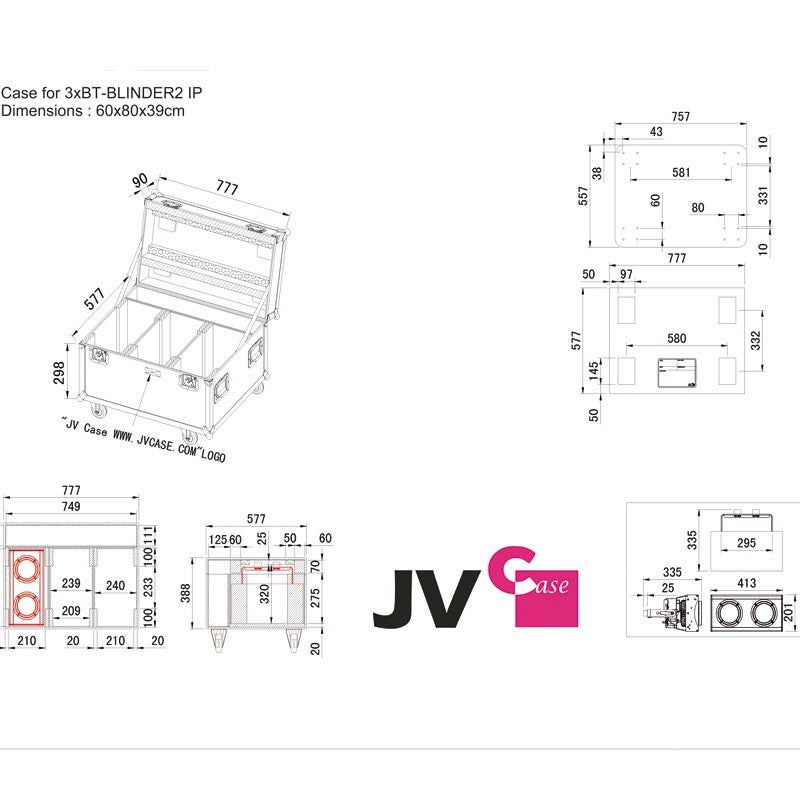 JV Case B03290 - Flightcase Profesional para 3 Cegadoras
