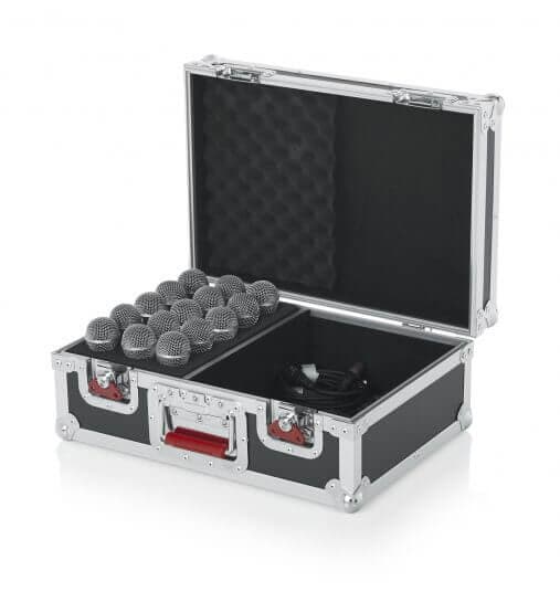 Gator G-TOUR-M15 - Flightcase ATA para 15 micrófonos con compartimento para cables