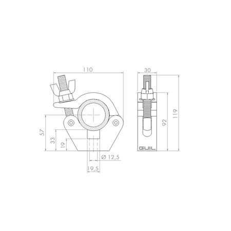 GUIL ABZ-17/N - Abrazadera con adaptador cónico para truss. Tubos de Ø 45-52 mm. WLL: 300 kg - Tempo Shop