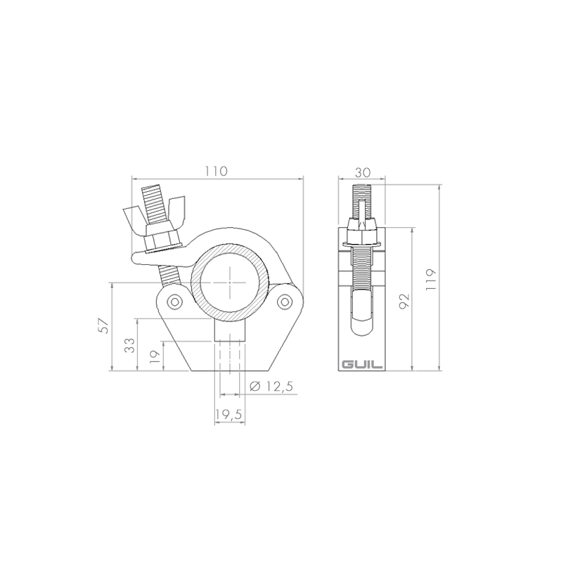 GUIL ABZ-35/N - Abrazadera para tubos de Ø 45-52 mm. WLL: 500 kg - Tempo Shop