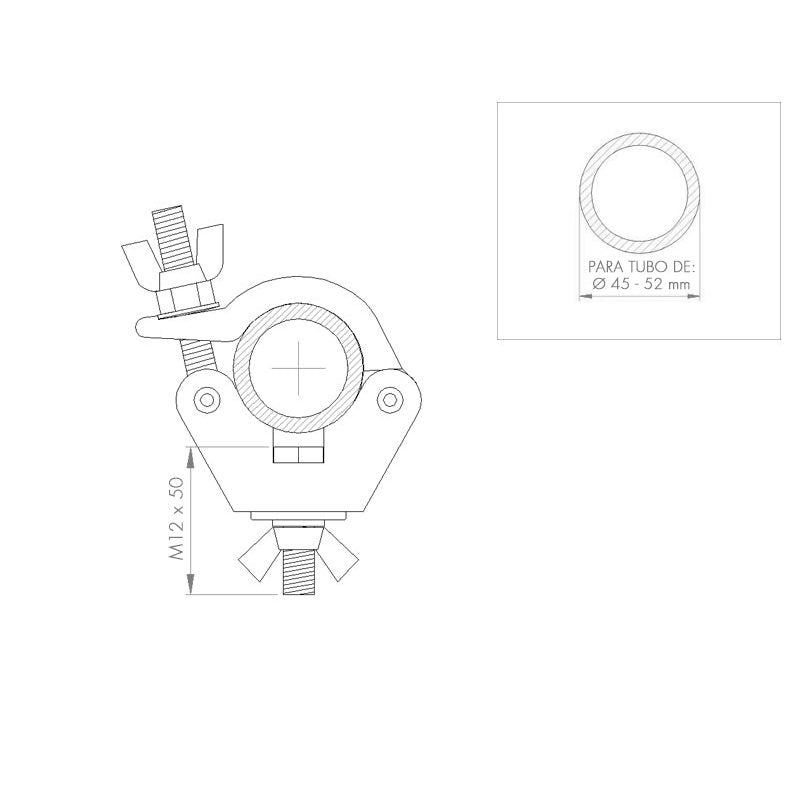 GUIL ABZ-35/N - Abrazadera para tubos de Ø 45-52 mm. WLL: 500 kg - Tempo Shop