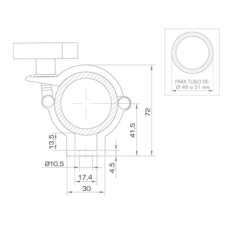 GUIL ABZ-59/N - Abrazadera doble giratoria para tubos de Ø 48-51 mm. WLL: 100 kg - Tempo Shop