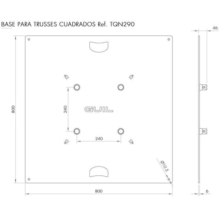 GUIL BST-04 - Base para trusses cuadrados ref. TQN290 y TQN400XL. Medida: 800 x 800 x 6 mm - Tempo Shop