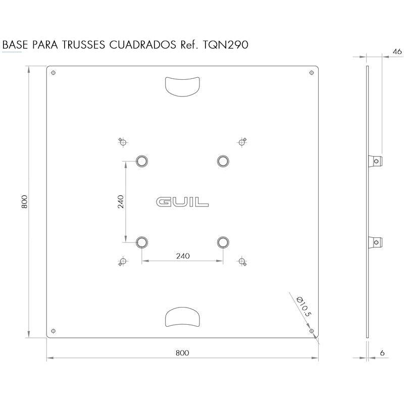 GUIL BST-04 - Base para trusses cuadrados ref. TQN290 y TQN400XL. Medida: 800 x 800 x 6 mm - Tempo Shop