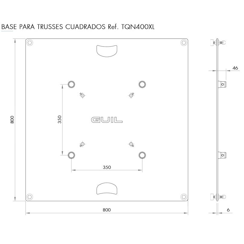 GUIL BST-04 - Base para trusses cuadrados ref. TQN290 y TQN400XL. Medida: 800 x 800 x 6 mm - Tempo Shop