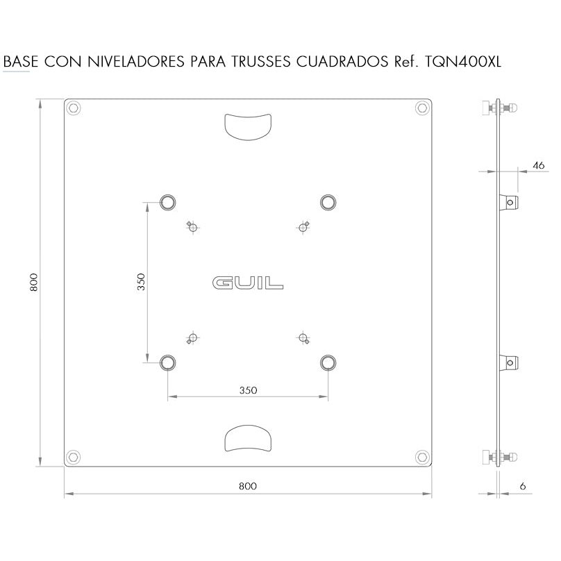 GUIL BST-04/N - Base con niveladores para trusses cuadrados ref. TQN290 y TQN400XL. Medida: 800 x 800 x 6 mm - Tempo Shop
