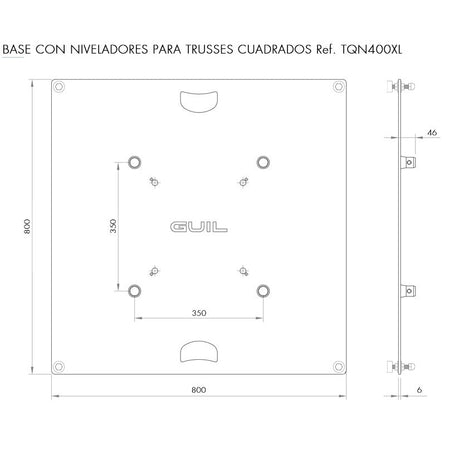 GUIL BST-04/N - Base con niveladores para trusses cuadrados ref. TQN290 y TQN400XL. Medida: 800 x 800 x 6 mm - Tempo Shop