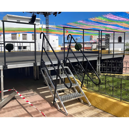 GUIL ECP-4 - Escalera de aluminio de 4 peldaños para escenarios con alturas de 700 a 1300 mm - Tempo Shop