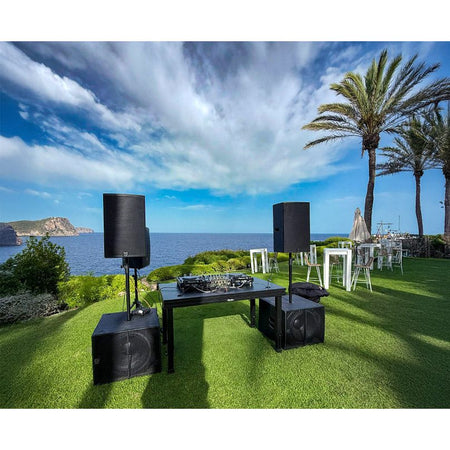GUIL MDJ-1/N - Mesa para DJ / Mesa de ingeniero de sonido de aluminio de 150 x 65 cm. Color negro (PATAS NO INCLUIDAS) - Temp