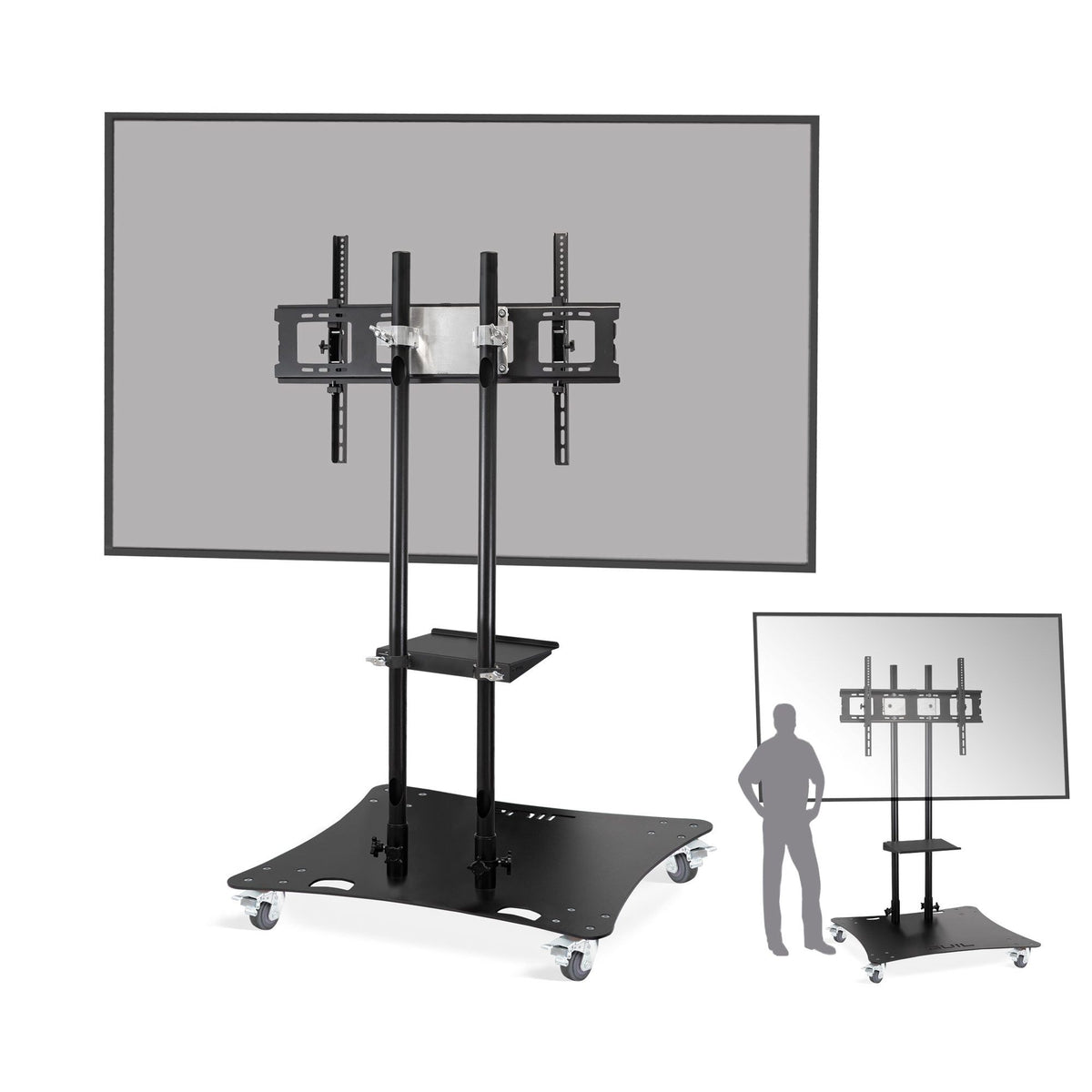 GUIL PTR-100/N - Soporte móvil para pantallas de hasta 100″. Color negro. Bandeja incluida - Tempo Shop