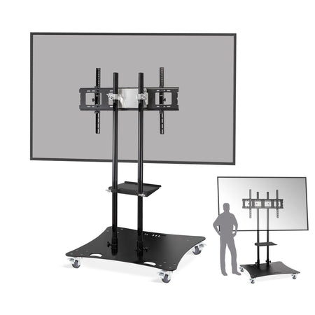GUIL PTR-100/N - Soporte móvil para pantallas de hasta 100″. Color negro. Bandeja incluida - Tempo Shop