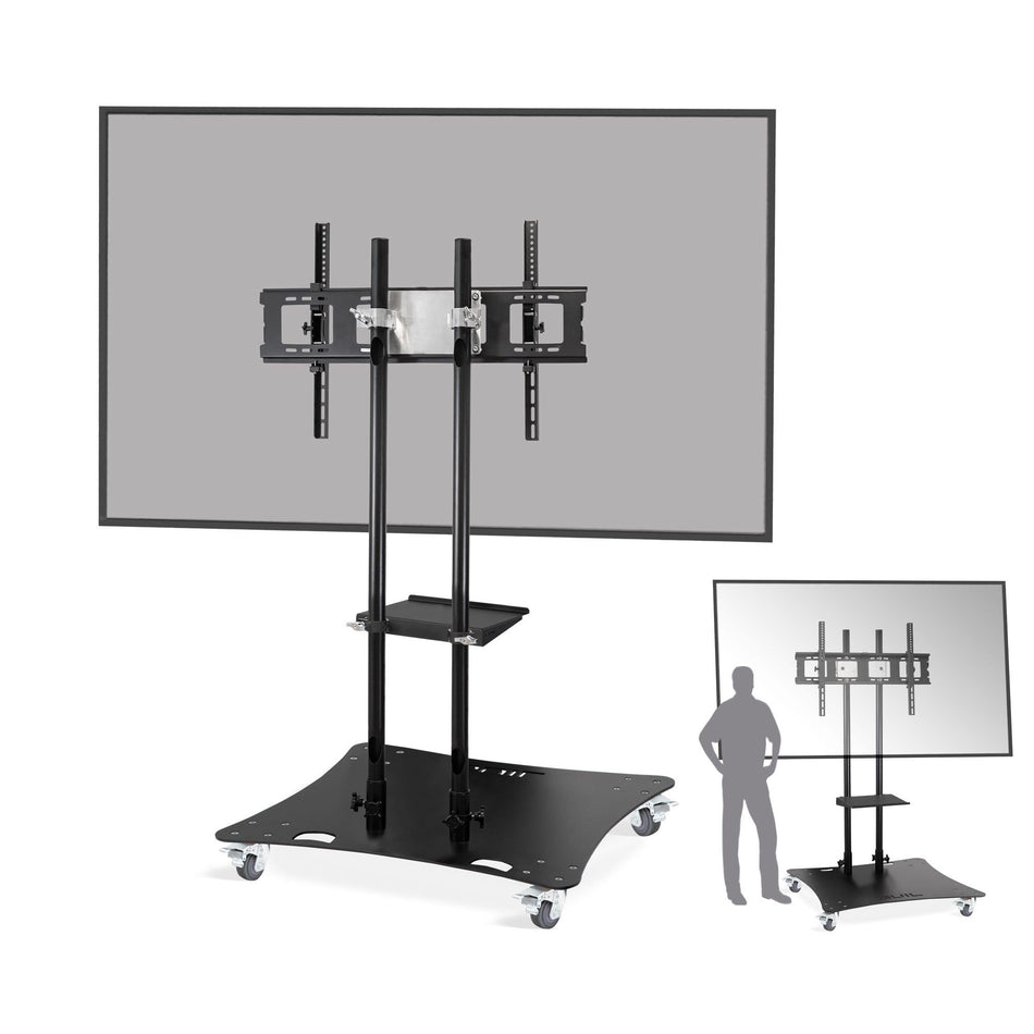 GUIL PTR-100/N - Soporte móvil para pantallas de hasta 100″. Color negro. Bandeja incluida - Tempo Shop