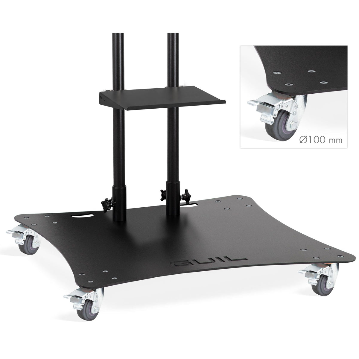 GUIL PTR-100/N - Soporte móvil para pantallas de hasta 100″. Color negro. Bandeja incluida - Tempo Shop
