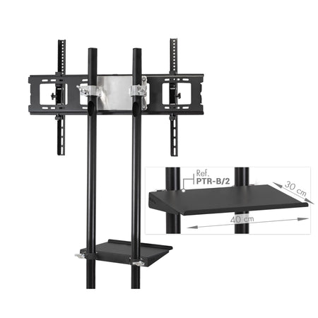 GUIL PTR-100/N - Soporte móvil para pantallas de hasta 100″. Color negro. Bandeja incluida - Tempo Shop