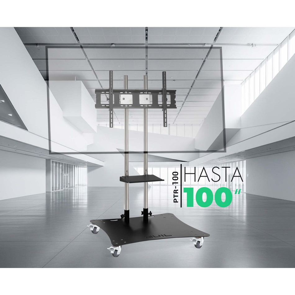 GUIL PTR-100 - Soporte móvil para pantallas de hasta 100″. Bandeja incluida - Tempo Shop
