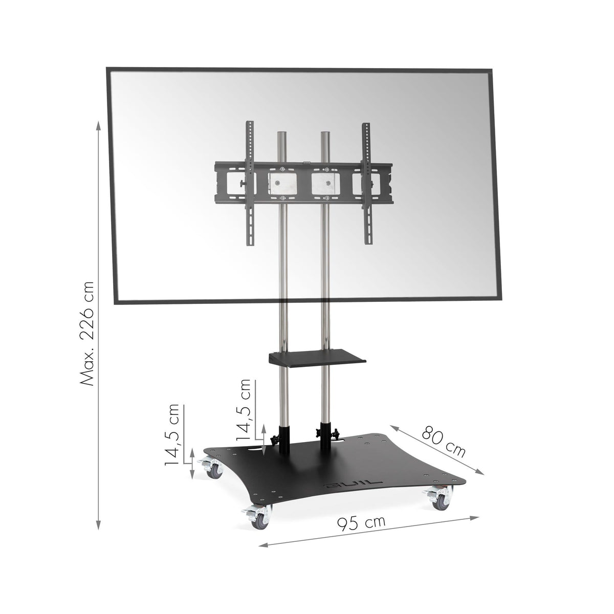 GUIL PTR-100 - Soporte móvil para pantallas de hasta 100″. Bandeja incluida - Tempo Shop