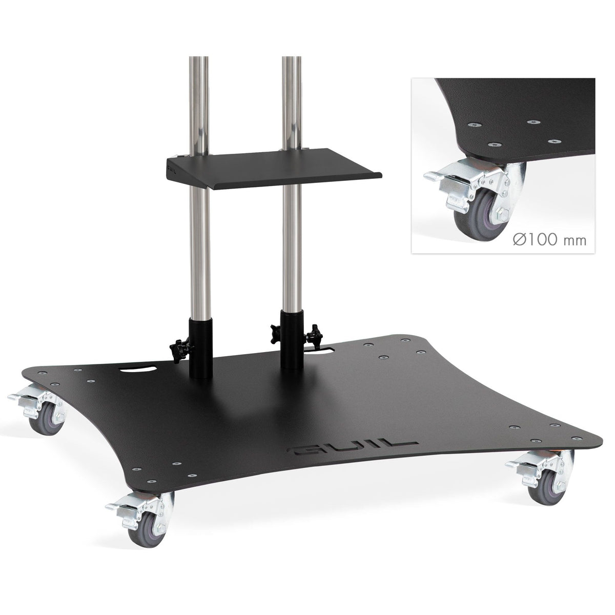 GUIL PTR-100 - Soporte móvil para pantallas de hasta 100″. Bandeja incluida - Tempo Shop