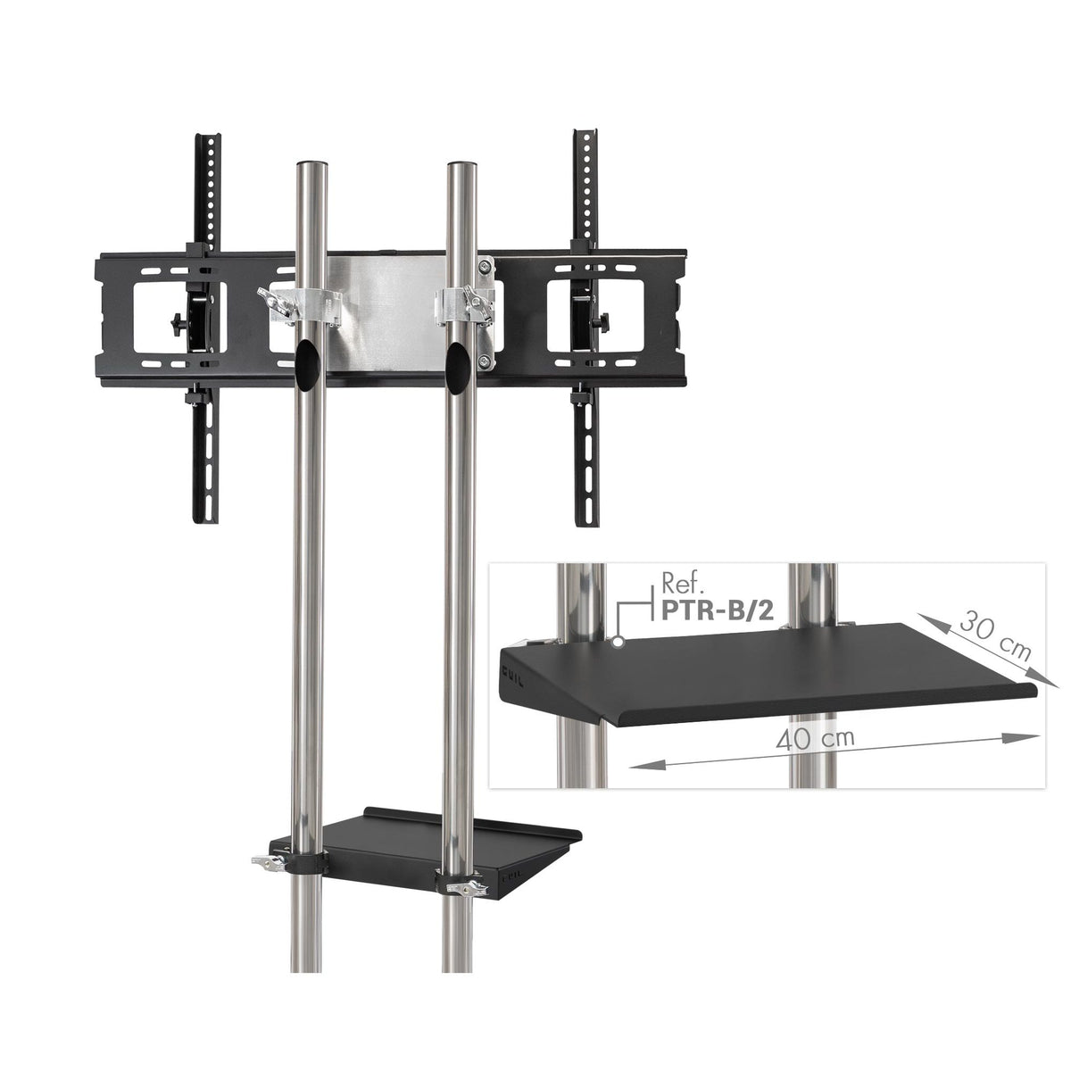 GUIL PTR-100 - Soporte móvil para pantallas de hasta 100″. Bandeja incluida - Tempo Shop