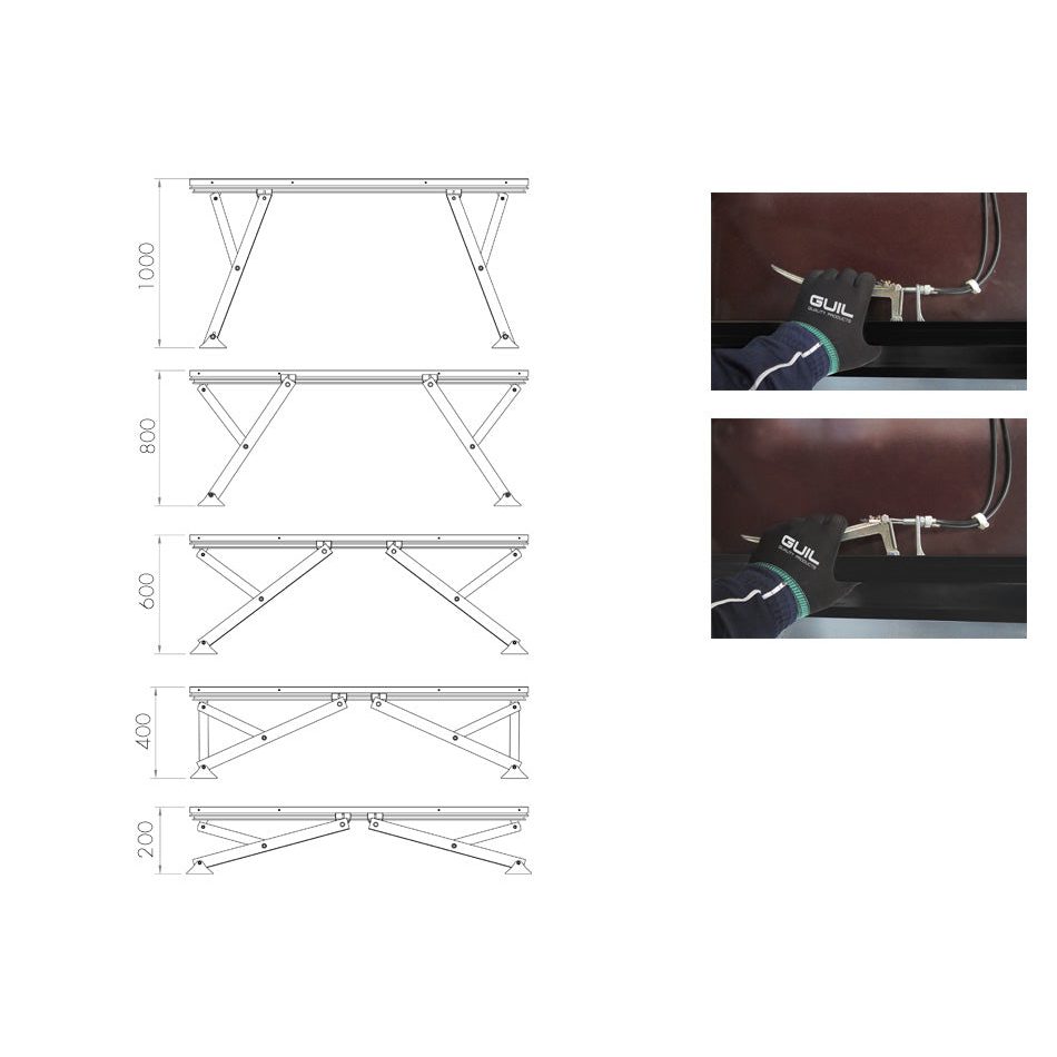 GUIL TM441/N - Tarima de aluminio y acero tipo tijera. Color: Negro. 5 posiciones. Tablero de abedul (21mm) - Tempo Shop