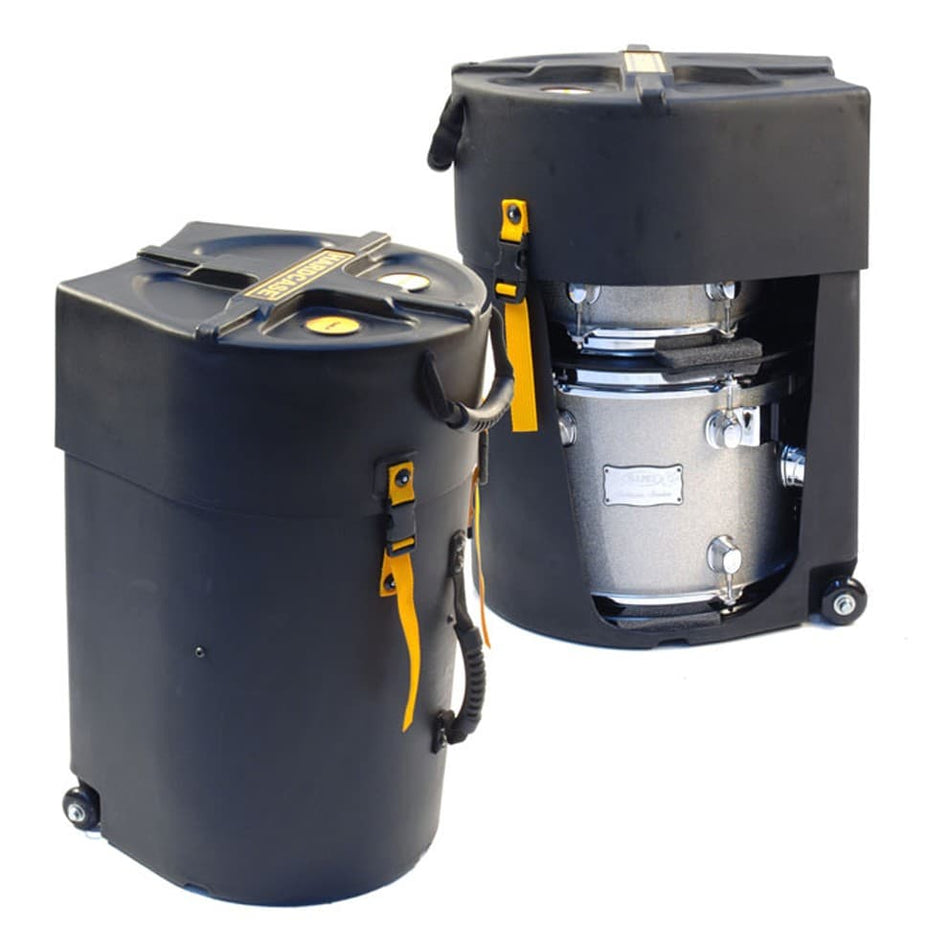 Hardcase HC14-15C - Estuche combo toms/timbales 14″–15″ con ruedas y separador acolchado