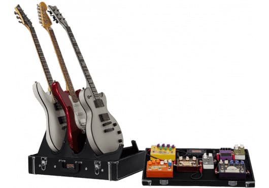 Gator GW-GIGBOXJR - Pedalera en estuche de madera con soporte para 3 guitarras