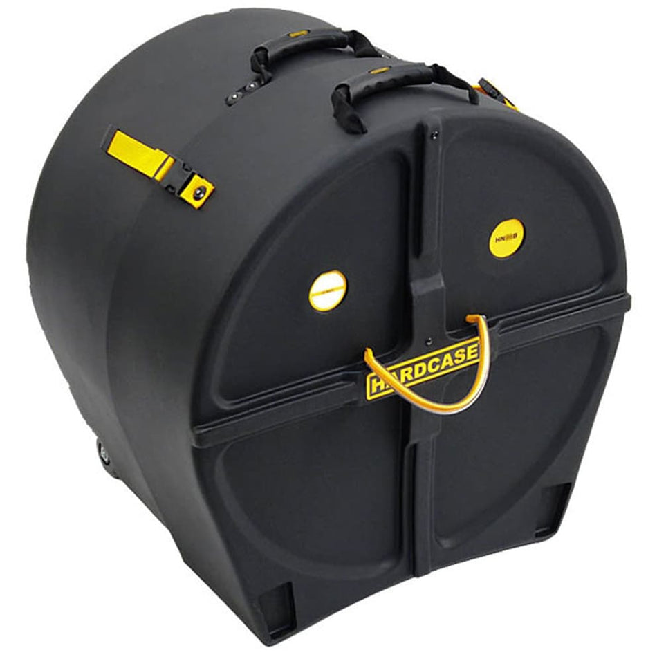 Hardcase HN18B - Estuche rígido para bombo de 18" con ruedas, tapa telescópica y acolchado