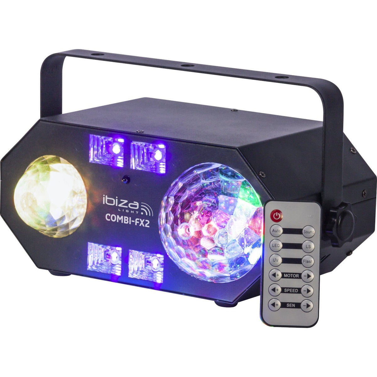 Ibiza Light & Sound COMBI-FX2 – Efecto de iluminación 4-en-1 ASTRO, agua, UV & strobe - Tempo Shop