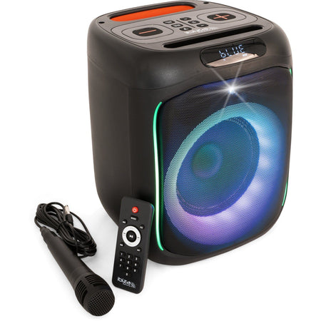 Ibiza Light & Sound CUBE180 – Altavoz portátil autónomo 6,5”/16 cm 180 W con Bluetooth, USB, microSD, FM, TWS, micrófono cabl