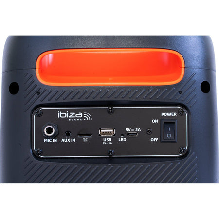 Ibiza Light & Sound CUBE180 – Altavoz portátil autónomo 6,5”/16 cm 180 W con Bluetooth, USB, microSD, FM, TWS, micrófono cabl