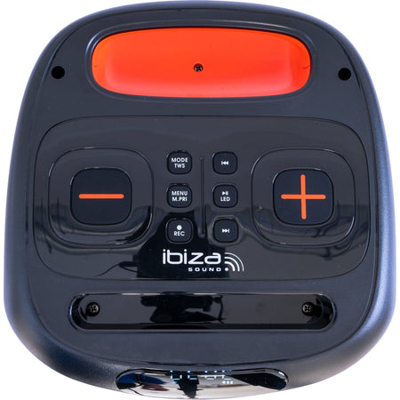 Ibiza Light & Sound CUBE180 – Altavoz portátil autónomo 6,5”/16 cm 180 W con Bluetooth, USB, microSD, FM, TWS, micrófono cabl