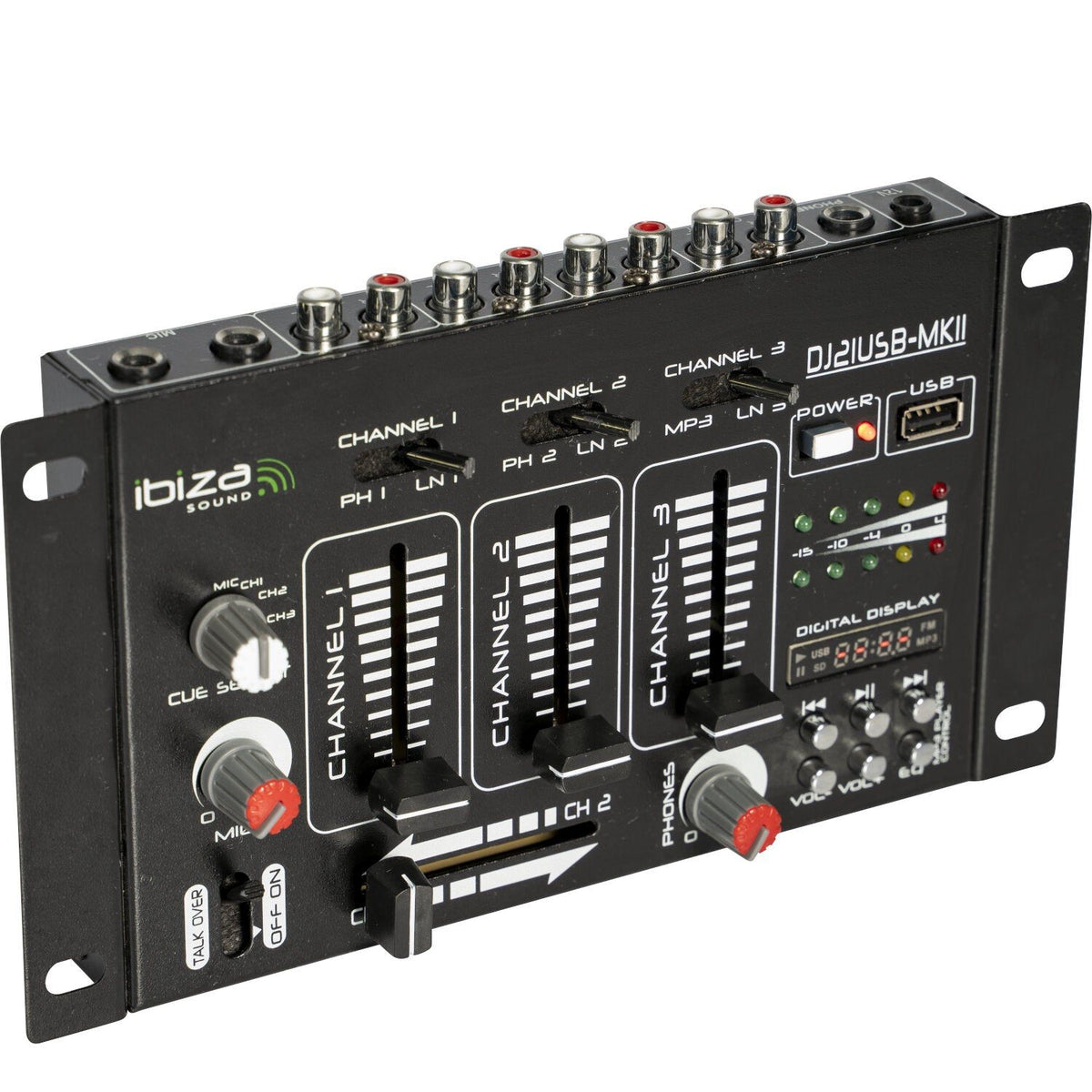 Ibiza Light & Sound DJ21USB-MKII – Mezclador de 4 canales / 7 entradas con USB - Tempo Shop