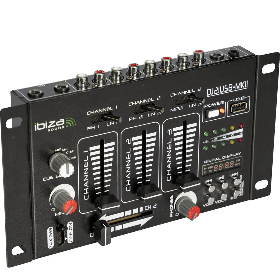 Ibiza Light & Sound DJ21USB-MKII – Mezclador de 4 canales / 7 entradas con USB - Tempo Shop