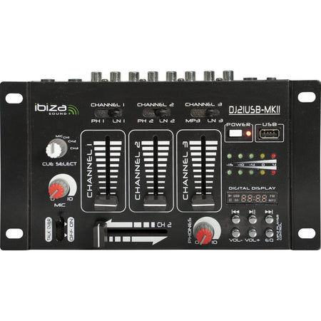 Ibiza Light & Sound DJ21USB-MKII – Mezclador de 4 canales / 7 entradas con USB - Tempo Shop