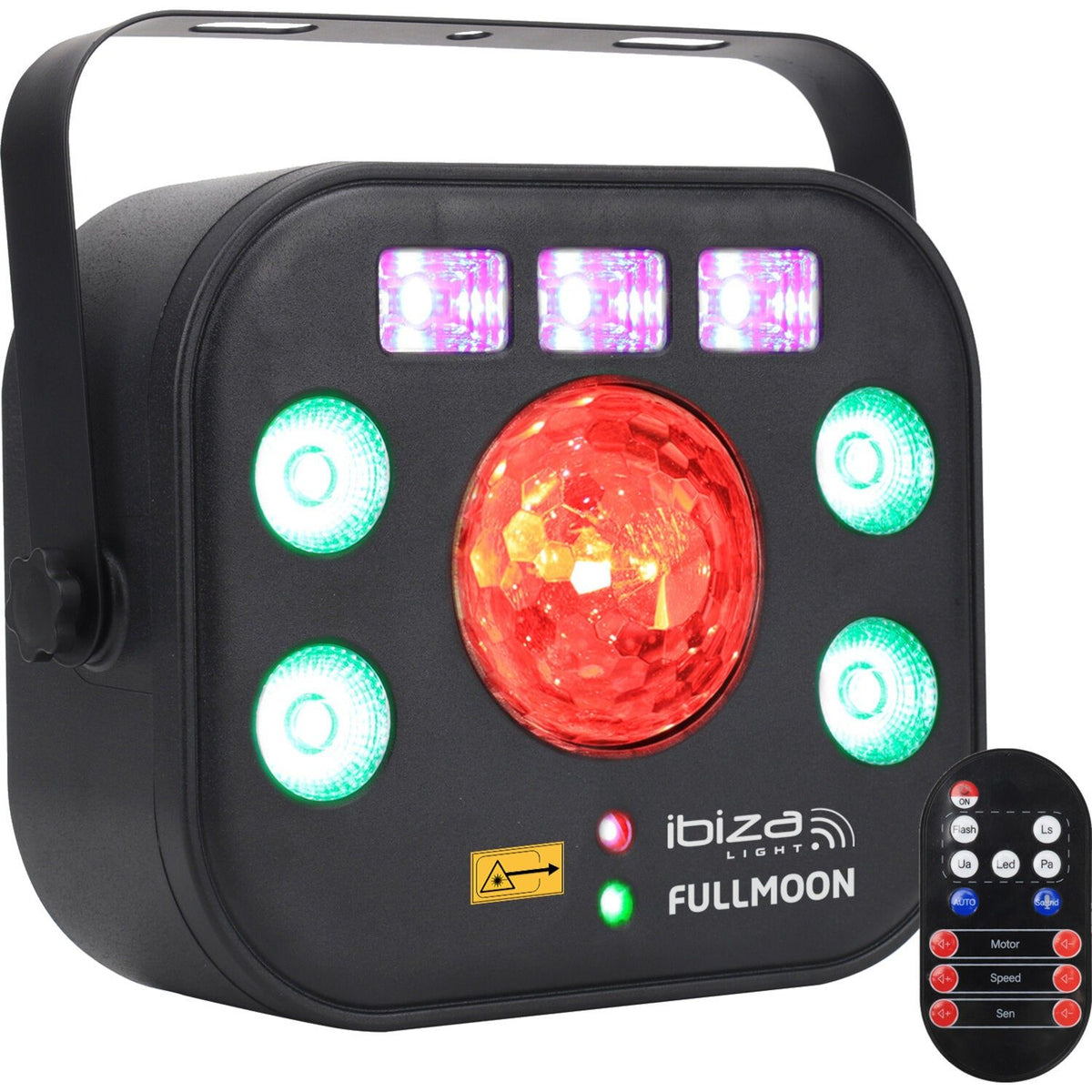 Ibiza Light & Sound FULLMOON – Efecto de iluminación DMX 5-en-1 Wash, UV, Láser R+G, Strobe & Astro - Tempo Shop