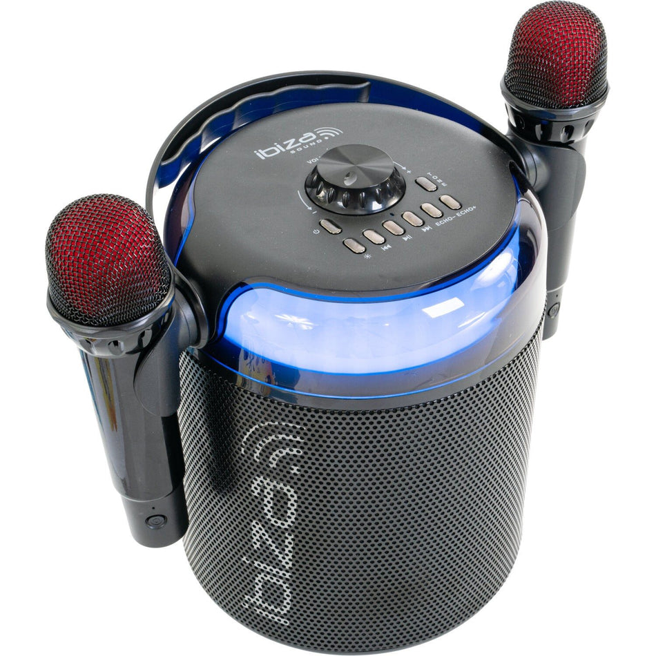 Ibiza Light & Sound KARAHOME-BK - Altavoz autónomo Bluetooth especial “Karaoke” 120 W - Tempo Shop
