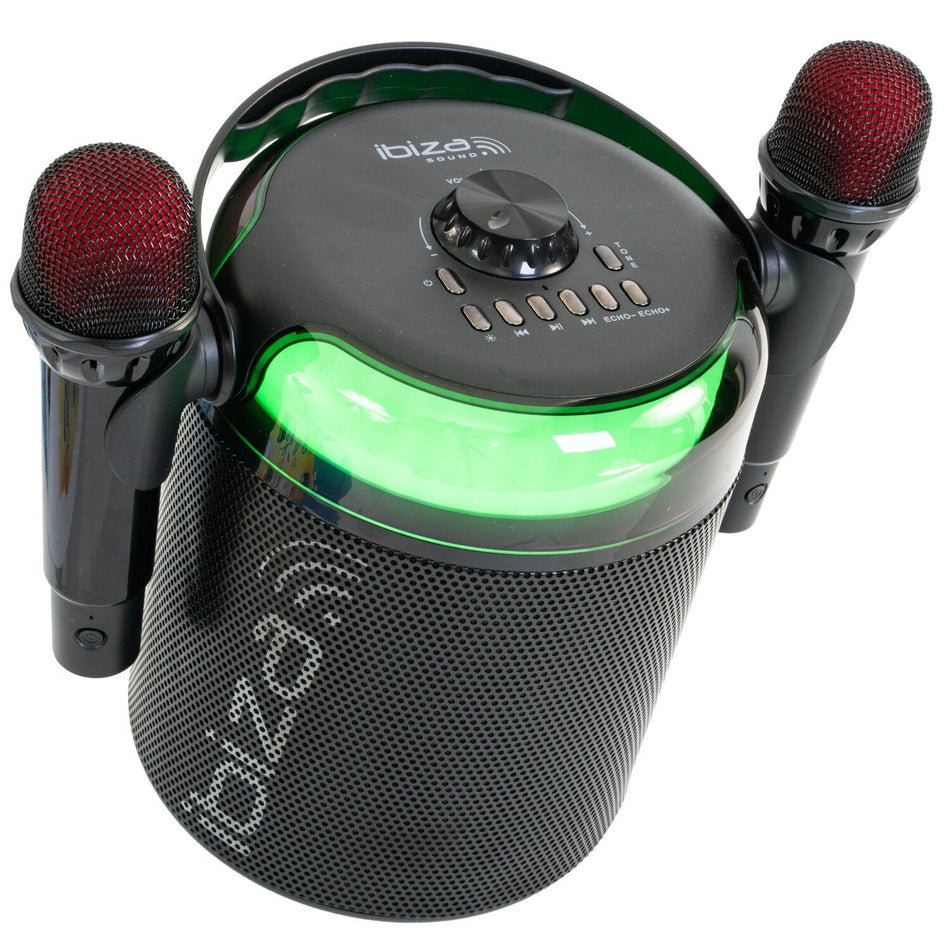 Ibiza Light & Sound KARAHOME-BK - Altavoz autónomo Bluetooth especial “Karaoke” 120 W - Tempo Shop