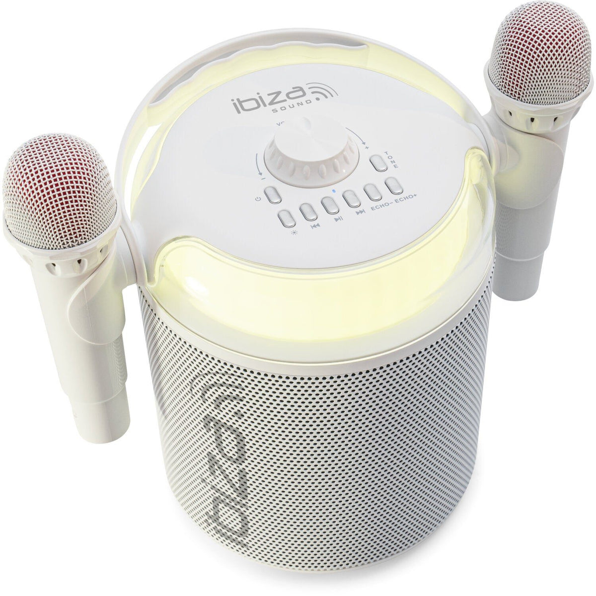 Ibiza Light & Sound KARAHOME-WH - Altavoz autónomo Bluetooth especial “Karaoke” 120 W - Tempo Shop