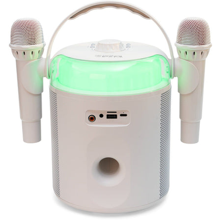 Ibiza Light & Sound KARAHOME-WH - Altavoz autónomo Bluetooth especial “Karaoke” 120 W - Tempo Shop