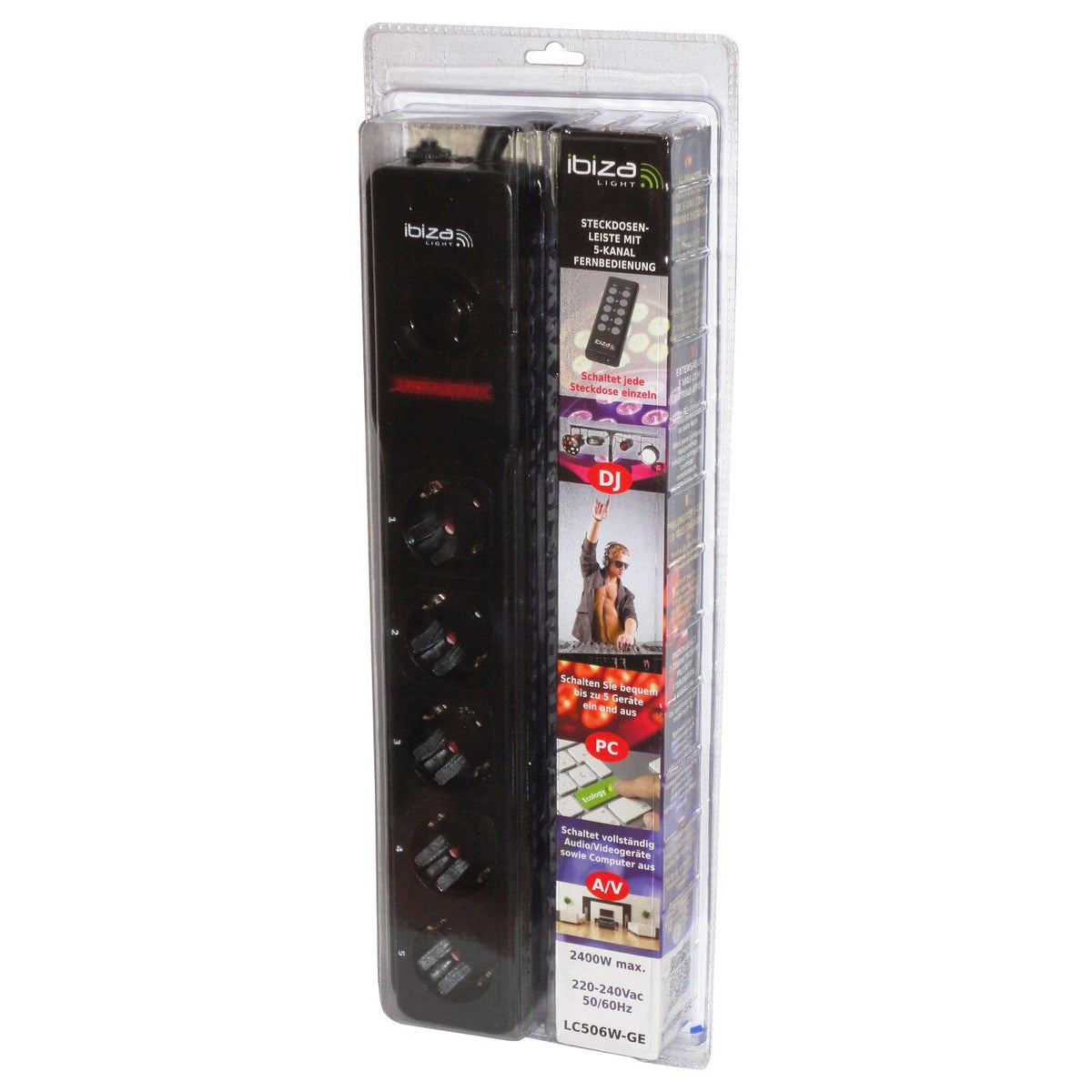 Ibiza Light & Sound LC506W-FR – Alargador multienchufe 5 vías con mando a distancia - Tempo Shop