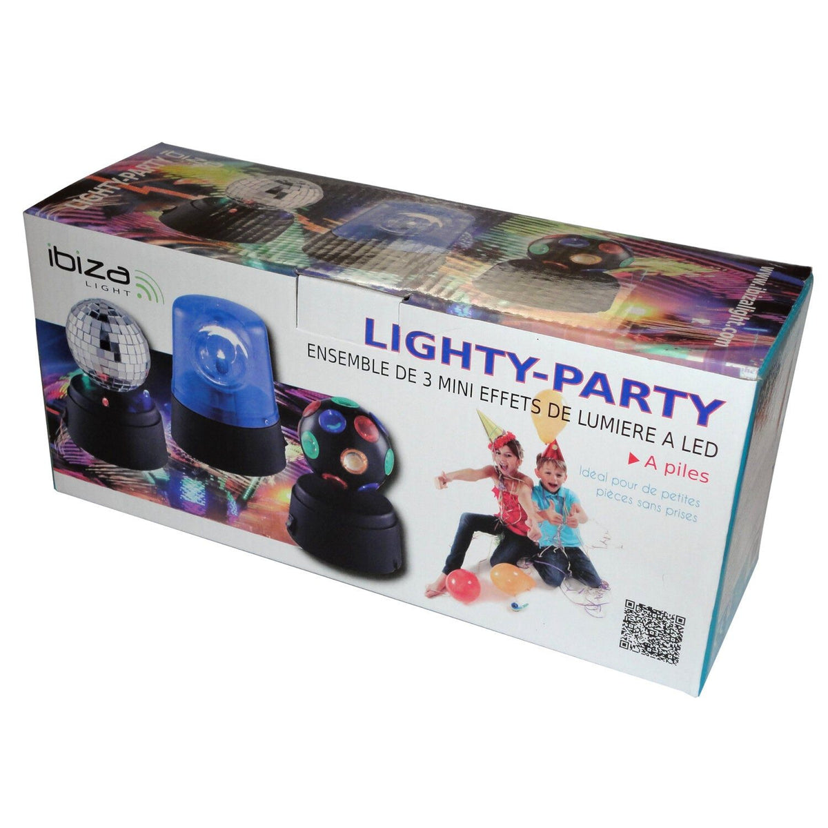 Ibiza Light & Sound LIGHTY-PARTY – Conjunto de 3 mini efectos de luz a pilas - Tempo Shop